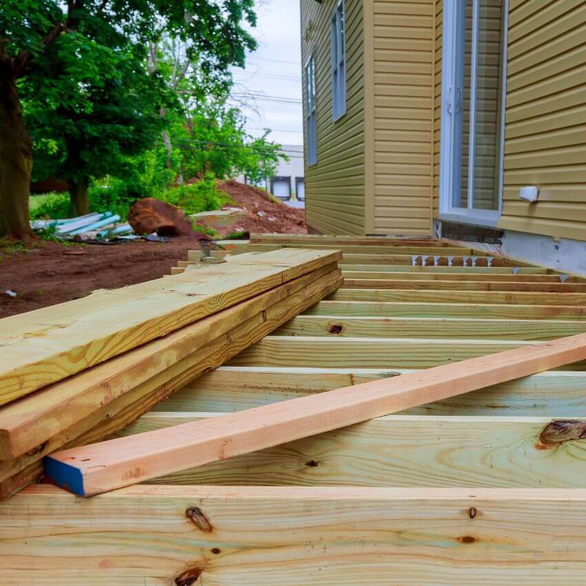 Wood deck installation